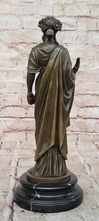 Bronze Goddess of Luck Fortuna with Cornucopia Signed Césaro Sculpture Statue