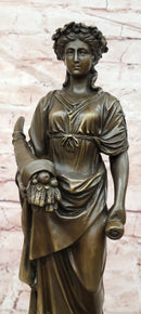 Bronze Goddess of Luck Fortuna with Cornucopia Signed Césaro Sculpture Statue