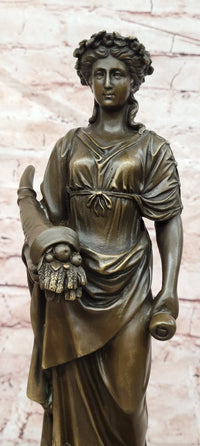 Bronze Goddess of Luck Fortuna with Cornucopia Signed Césaro Sculpture Statue