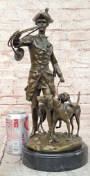 Bronze Hunter Statue by Auguste Moreau Hound Dogs Sculpture Figurine Decor