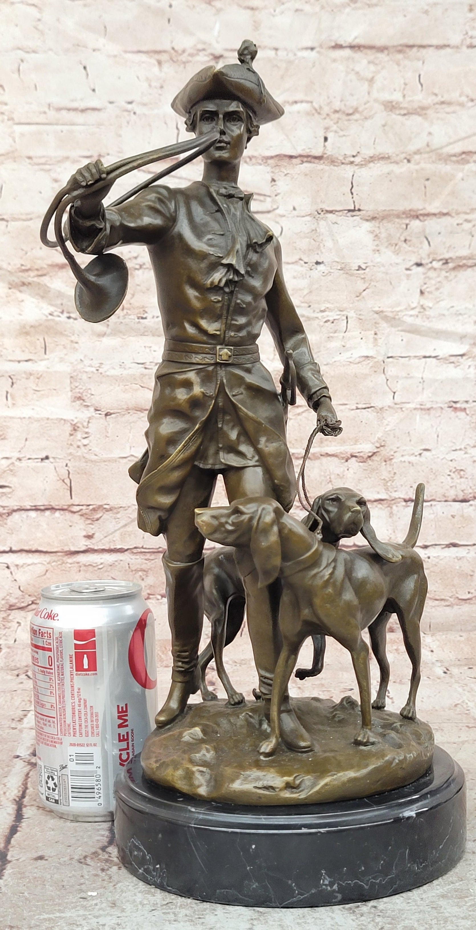 Bronze Hunter Statue by Auguste Moreau Hound Dogs Sculpture Figurine Decor