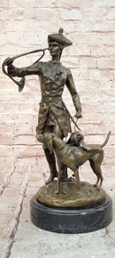 Bronze Hunter Statue by Auguste Moreau Hound Dogs Sculpture Figurine Decor