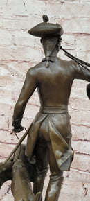 Bronze Hunter Statue by Auguste Moreau Hound Dogs Sculpture Figurine Decor