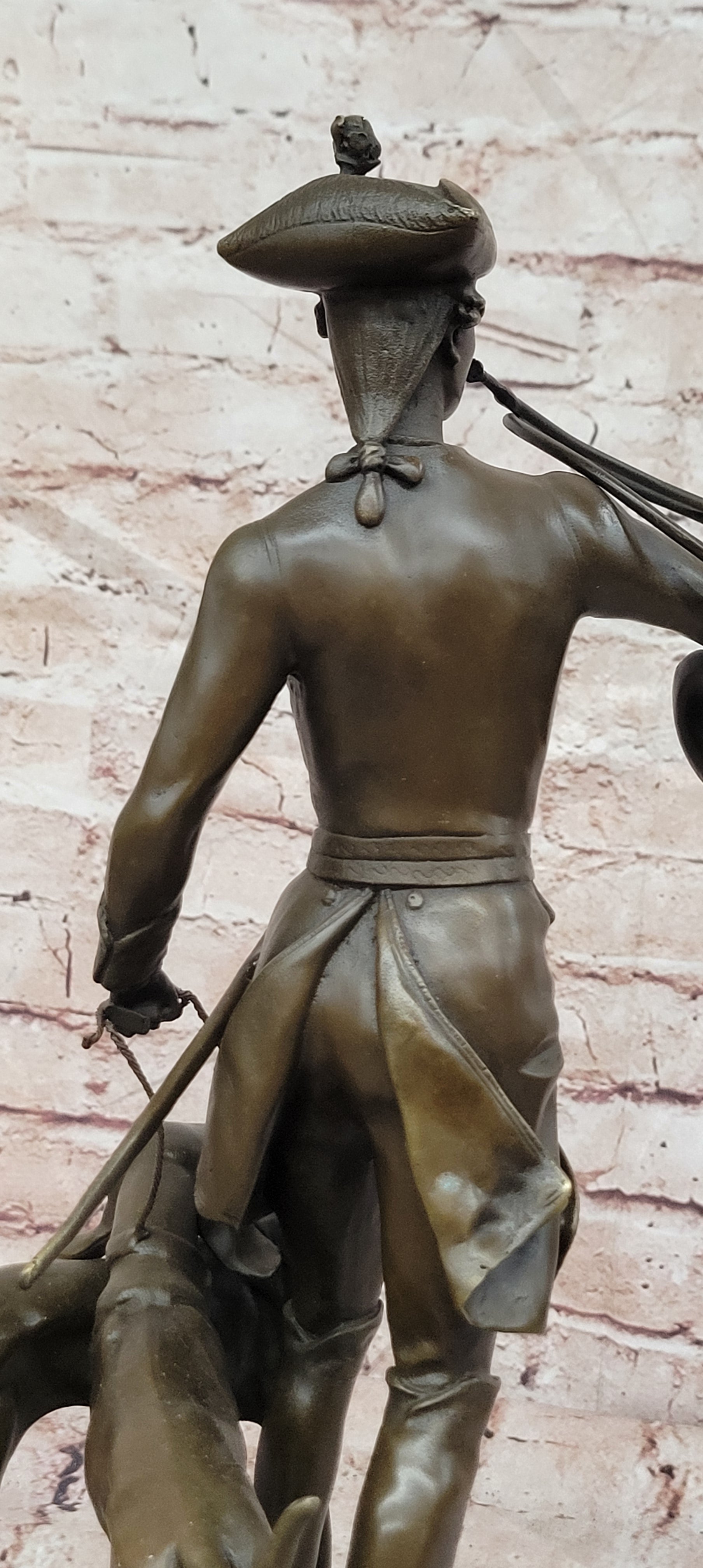 Bronze Hunter Statue by Auguste Moreau Hound Dogs Sculpture Figurine Decor