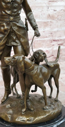 Bronze Hunter Statue by Auguste Moreau Hound Dogs Sculpture Figurine Decor