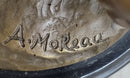 Bronze Hunter Statue by Auguste Moreau Hound Dogs Sculpture Figurine Decor