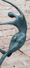 Love in Balance Modern Bronze Dancing Couple Sculpture with Green Patina