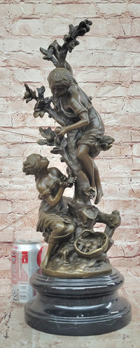 Children Picking up Fruit from a Tree Bronze Sculpture by Moreau Hand Made Statue