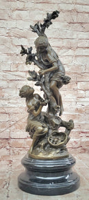 Children Picking up Fruit from a Tree Bronze Sculpture by Moreau Hand Made Statue