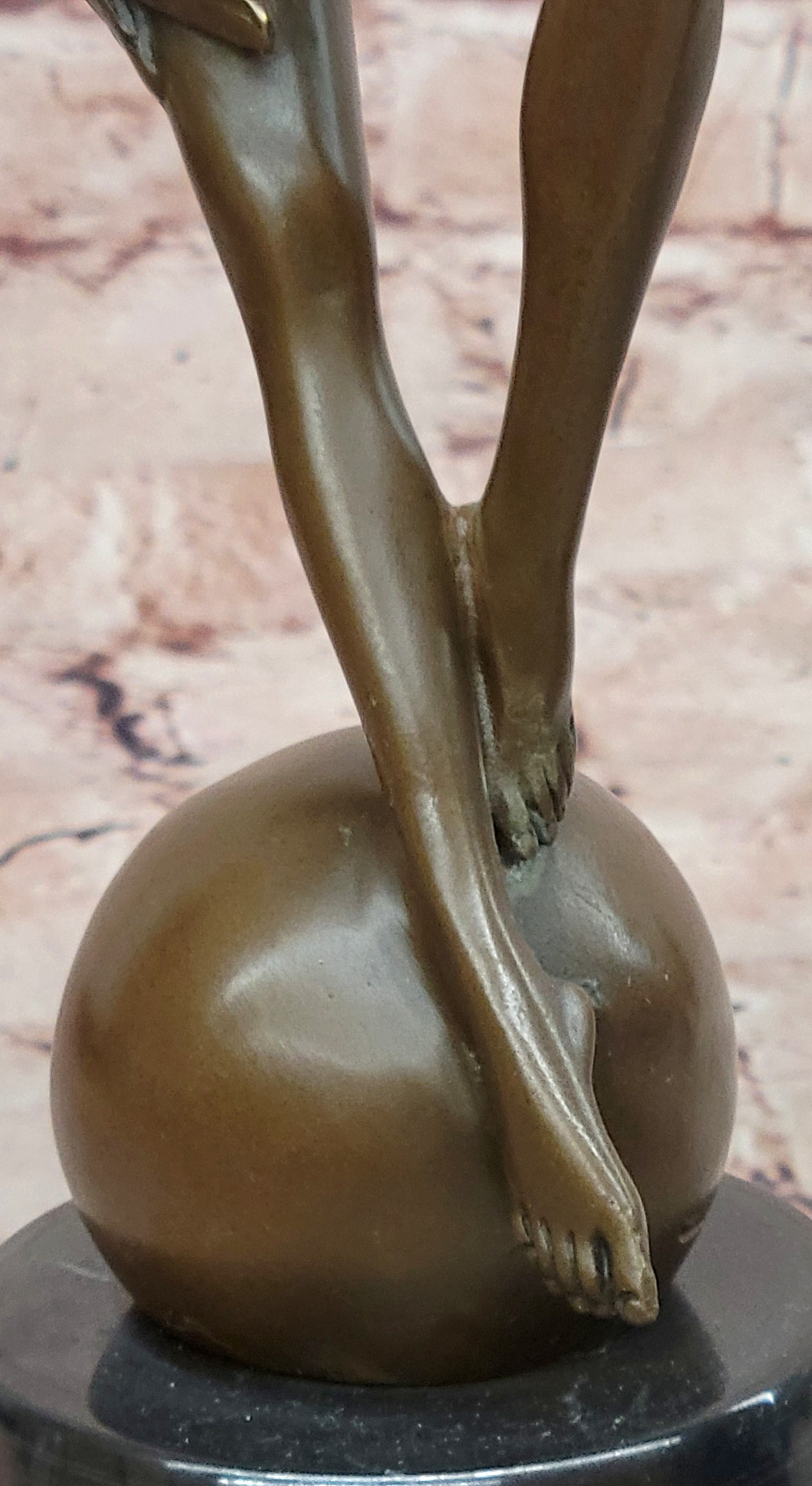 Icarus Bronze Sculpture: Winged Woman Art Nouveau Figurine on Marble Cesaro