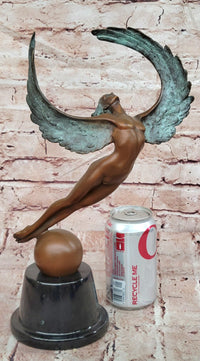Signed Original Cesaro Icarus Genuine Bronze Sculpture Figurine Decor Art