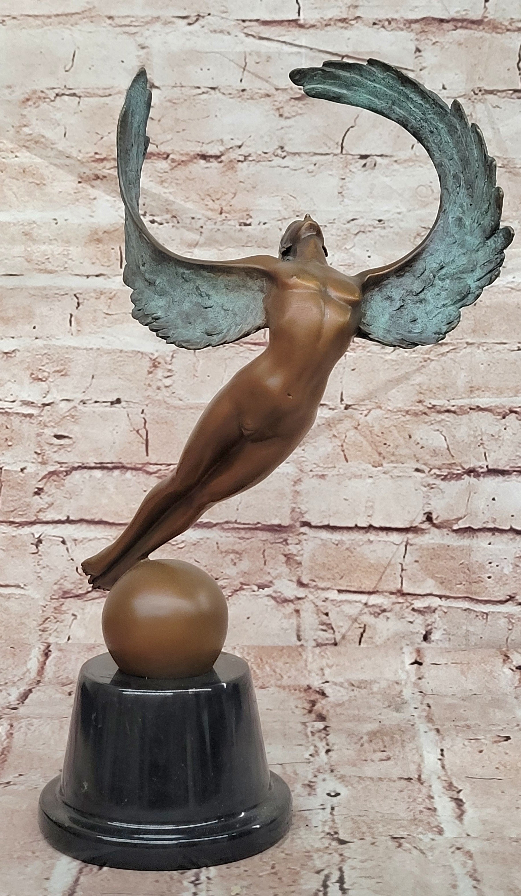 Signed Original Cesaro Icarus Genuine Bronze Sculpture Figurine Decor Art
