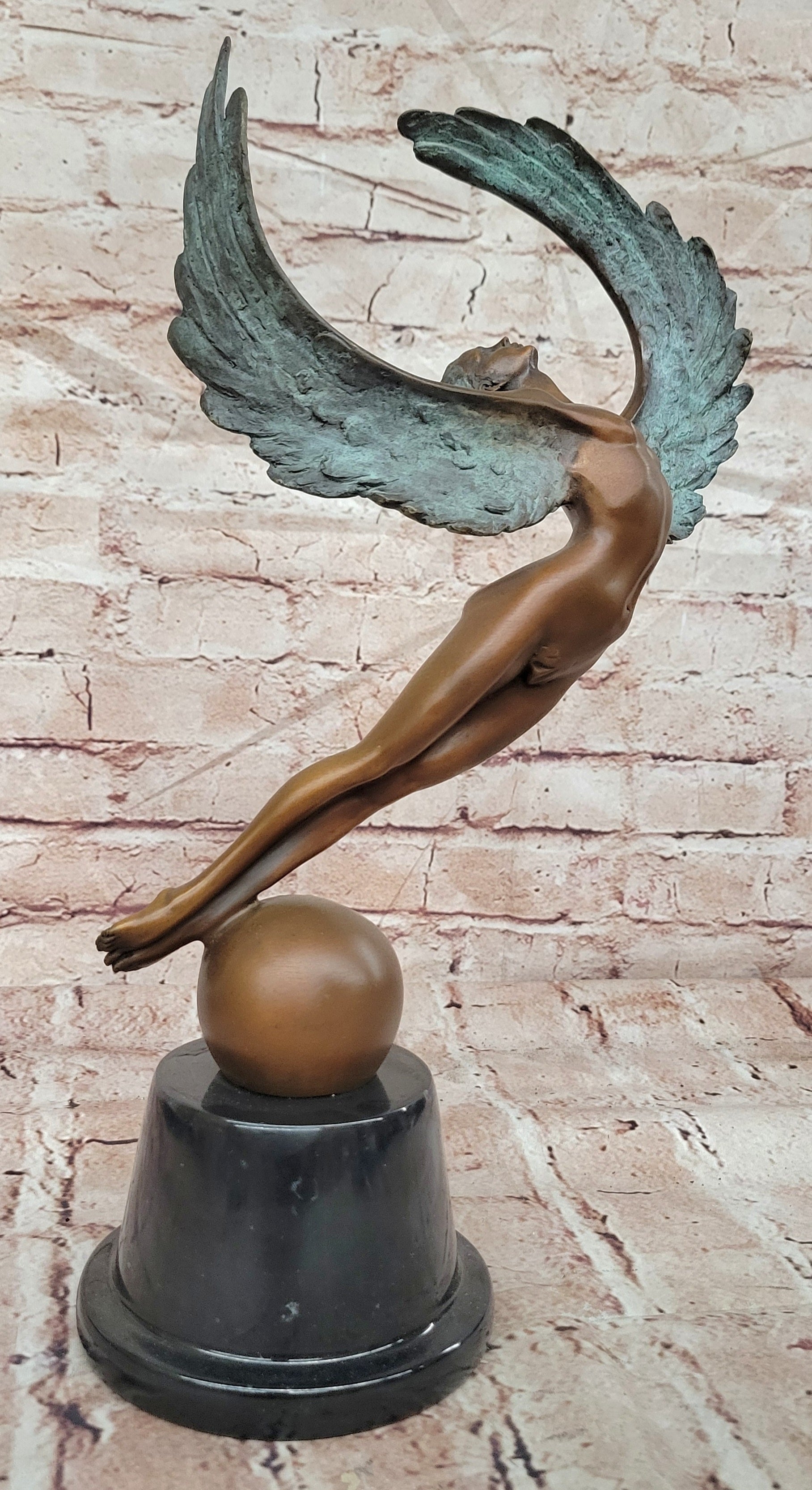 Signed Original Cesaro Icarus Genuine Bronze Sculpture Figurine Decor Art