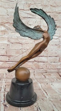 Signed Original Cesaro Icarus Genuine Bronze Sculpture Figurine Decor Art