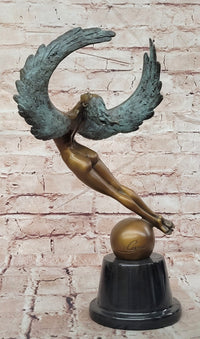 Signed Original Cesaro Icarus Genuine Bronze Sculpture Figurine Decor Art