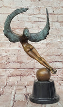 Signed Original Cesaro Icarus Genuine Bronze Sculpture Figurine Decor Art