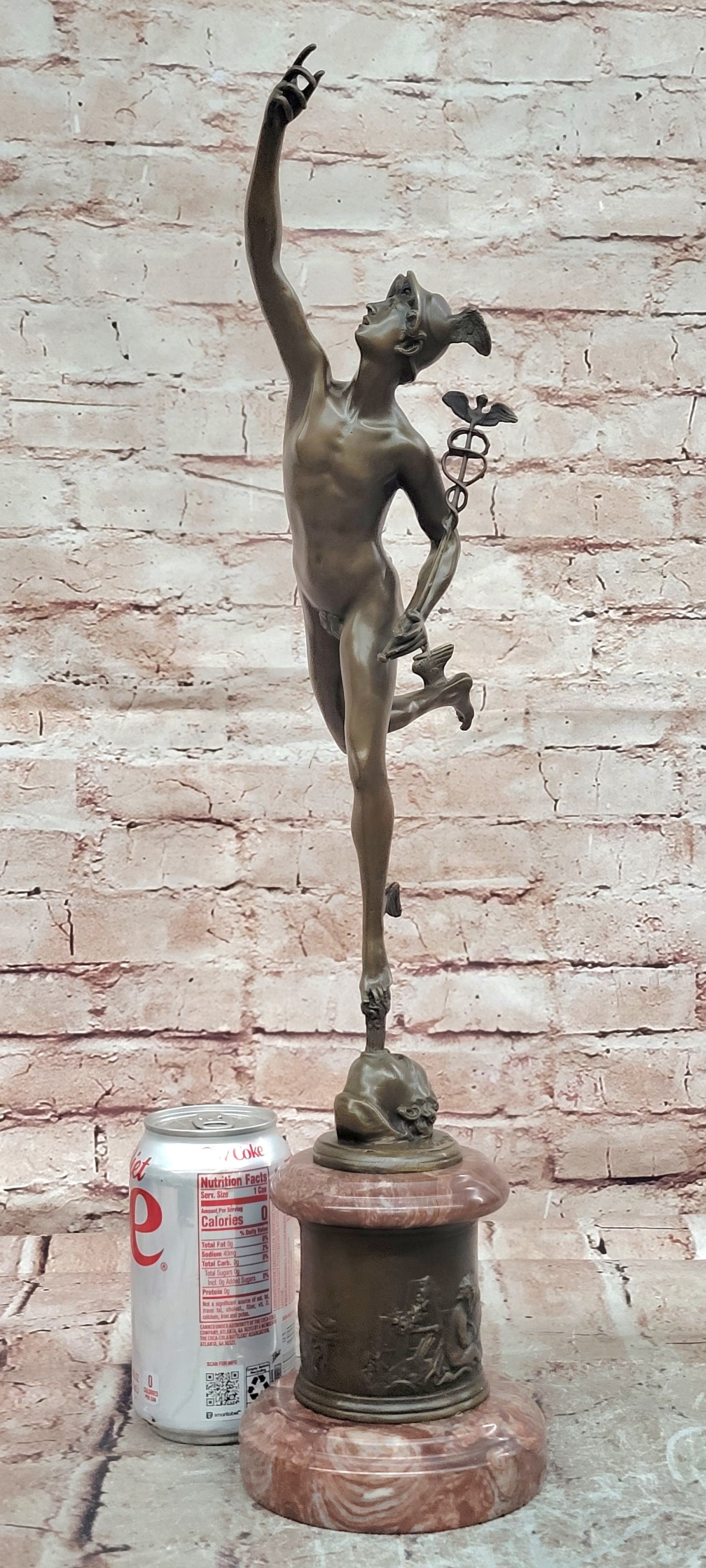 16.75''H BRONZE STATUE OF FLYING MERCURY BRONZE SCULPTURE SIGNED: Giambologna