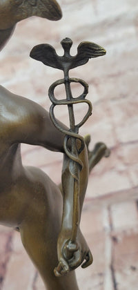 16.75''H BRONZE STATUE OF FLYING MERCURY BRONZE SCULPTURE SIGNED: Giambologna