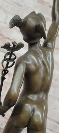 16.75''H BRONZE STATUE OF FLYING MERCURY BRONZE SCULPTURE SIGNED: Giambologna
