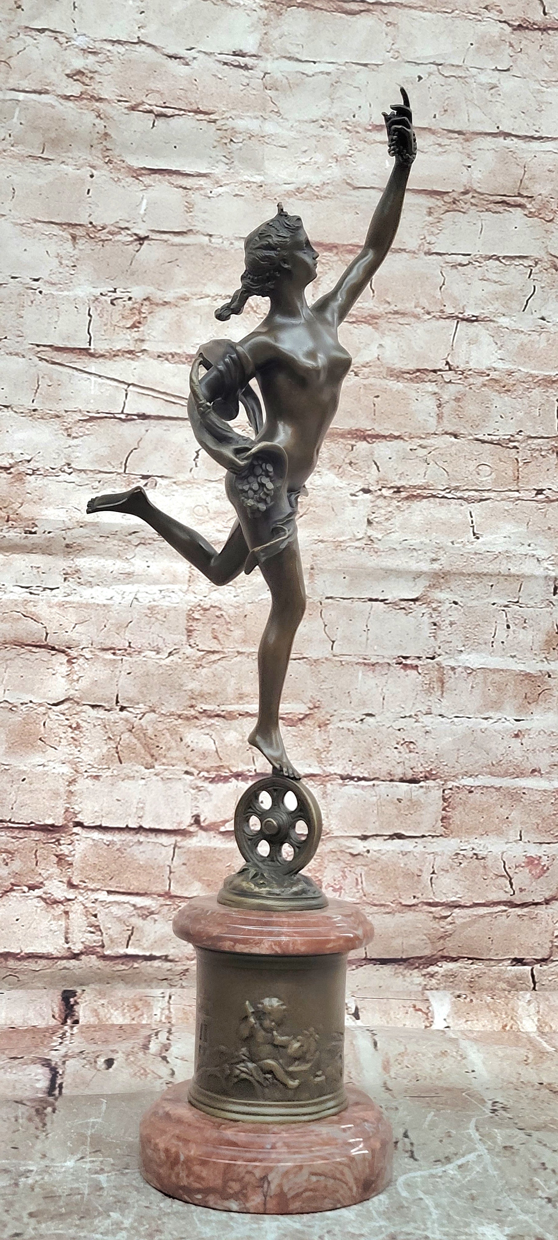Bronze Figure Lady Fortuna Signed Giambologna Sculptures Hot Cast Figurine