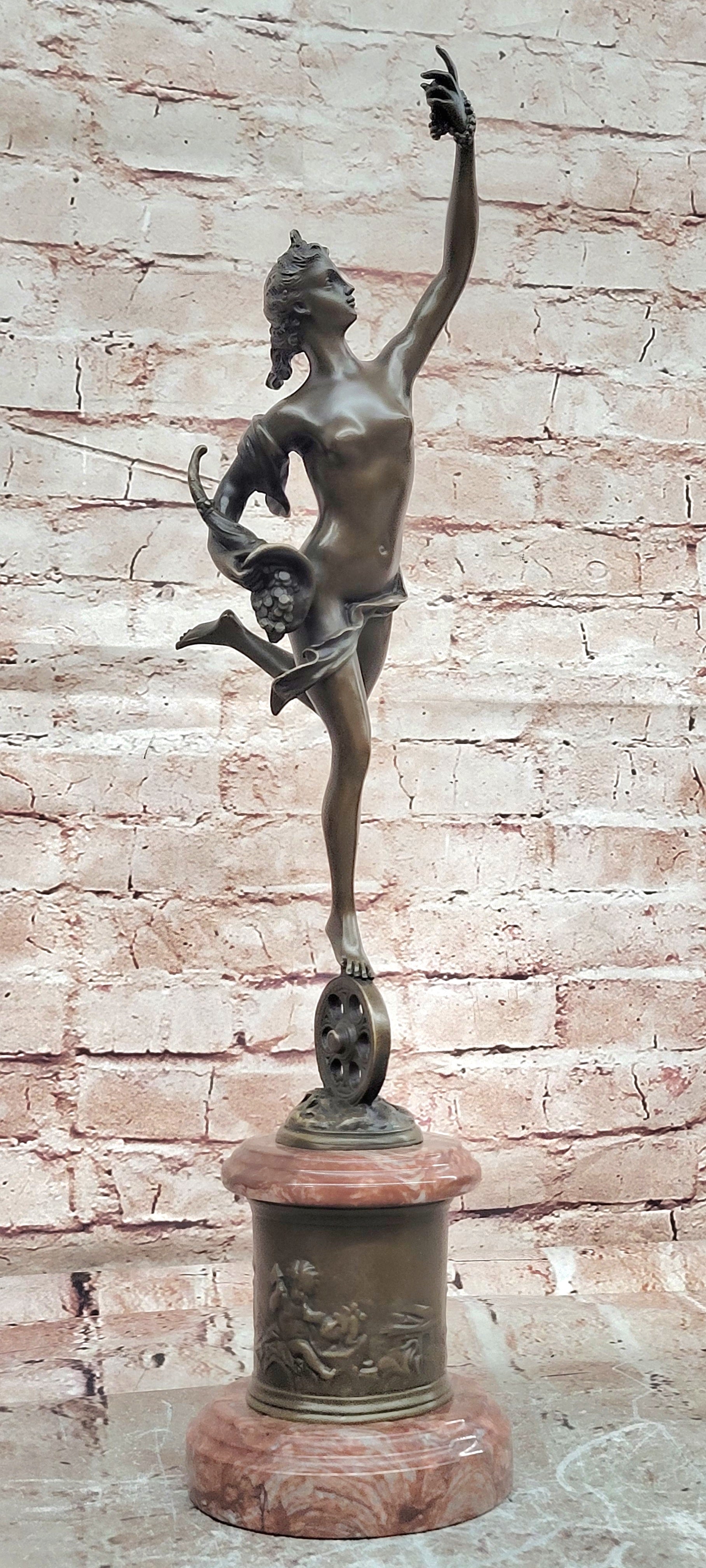 Bronze Figure Lady Fortuna Signed Giambologna Sculptures Hot Cast Figurine