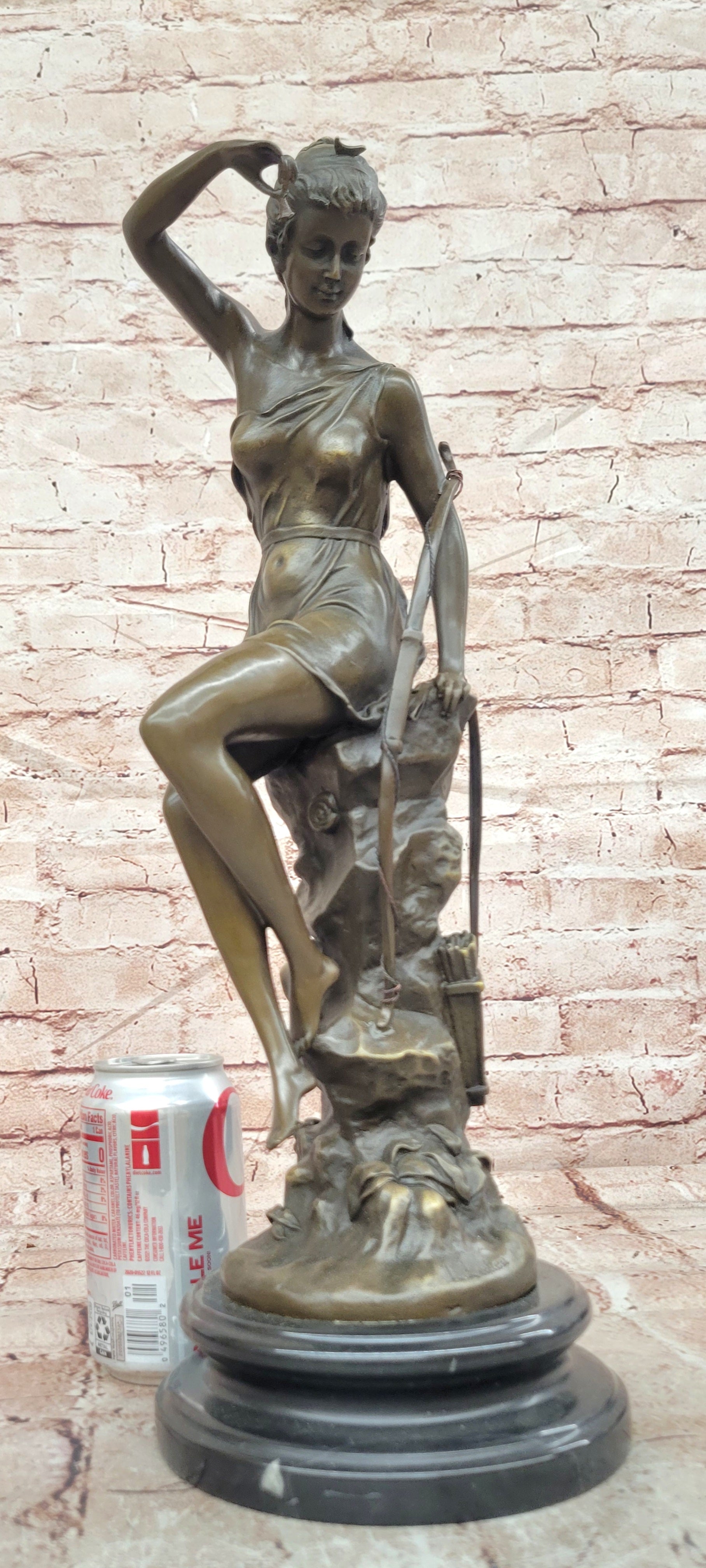 Nymphe De Diane Signed Lucie Ledieu Diana the Huntress Mythical Bronze Sculpture