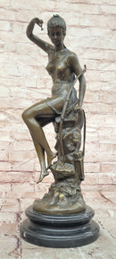Nymphe De Diane Signed Lucie Ledieu Diana the Huntress Mythical Bronze Sculpture