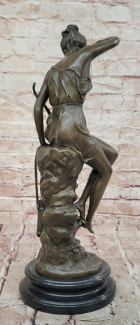 Nymphe De Diane Signed Lucie Ledieu Diana the Huntress Mythical Bronze Sculpture