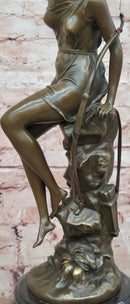 Nymphe De Diane Signed Lucie Ledieu Diana the Huntress Mythical Bronze Sculpture