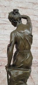 Nymphe De Diane Signed Lucie Ledieu Diana the Huntress Mythical Bronze Sculpture