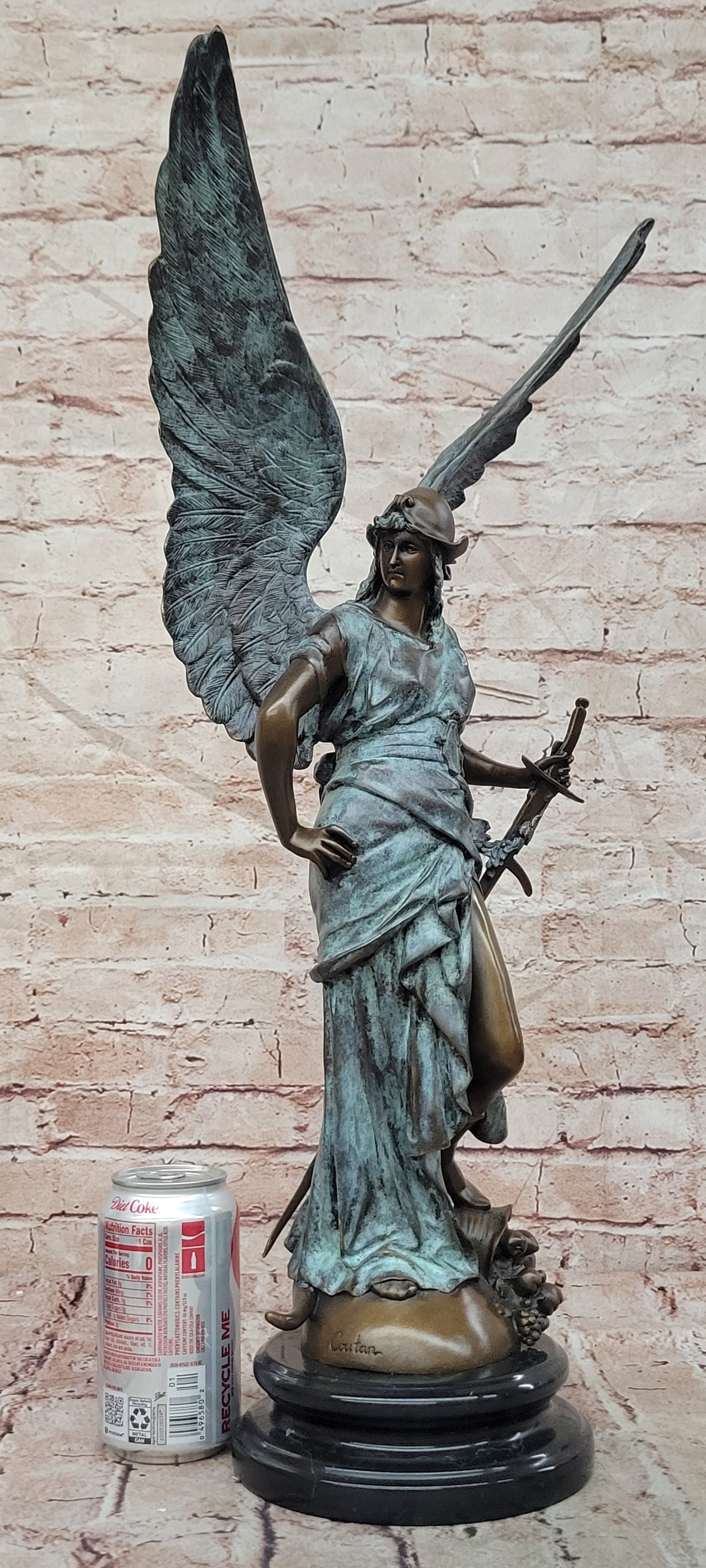 Winged Victory Angel with Sword Western Art Sculpture Bronze Statue by Coutan