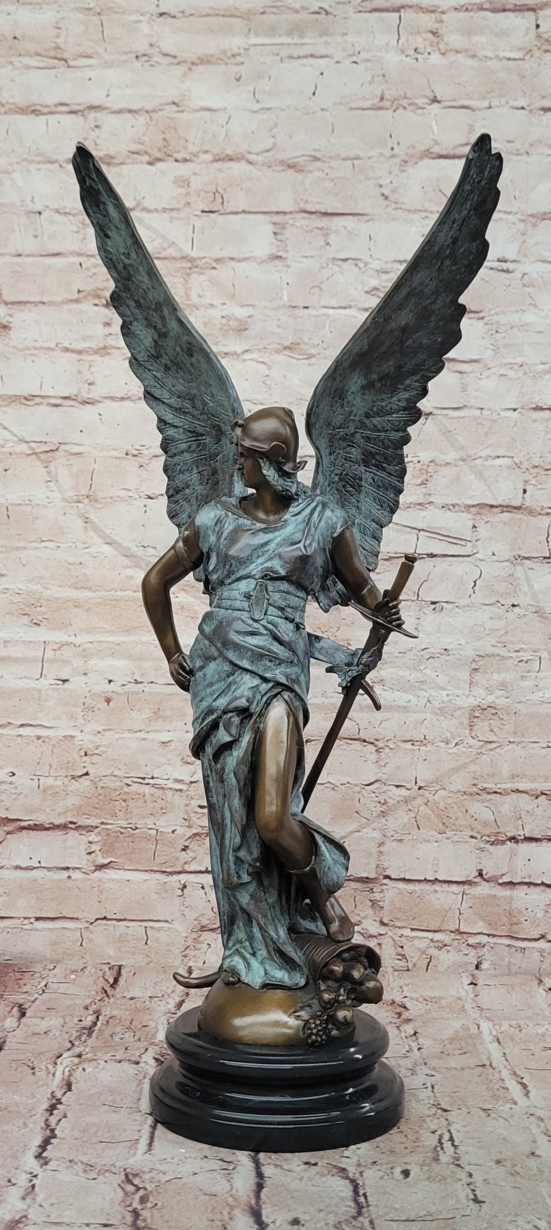Winged Victory Angel with Sword Western Art Sculpture Bronze Statue by Coutan