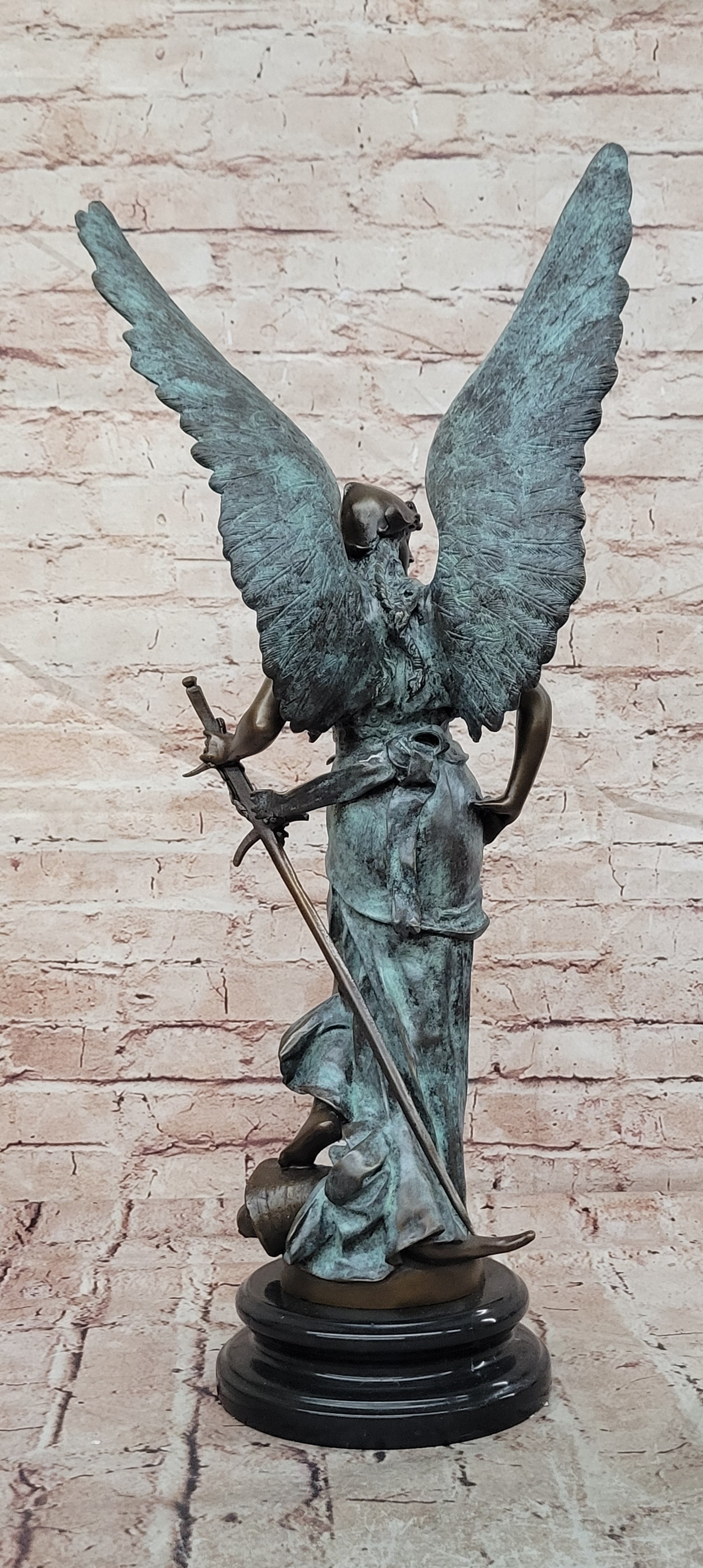 Winged Victory Angel with Sword Western Art Sculpture Bronze Statue by Coutan