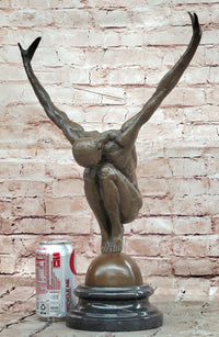 Large Bronze Swimmer Sculpture Signed Milo