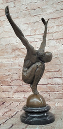 Large Bronze Swimmer Sculpture Signed Milo