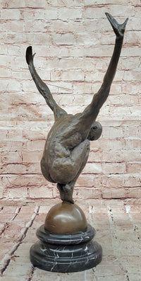 Large Bronze Swimmer Sculpture Signed Milo