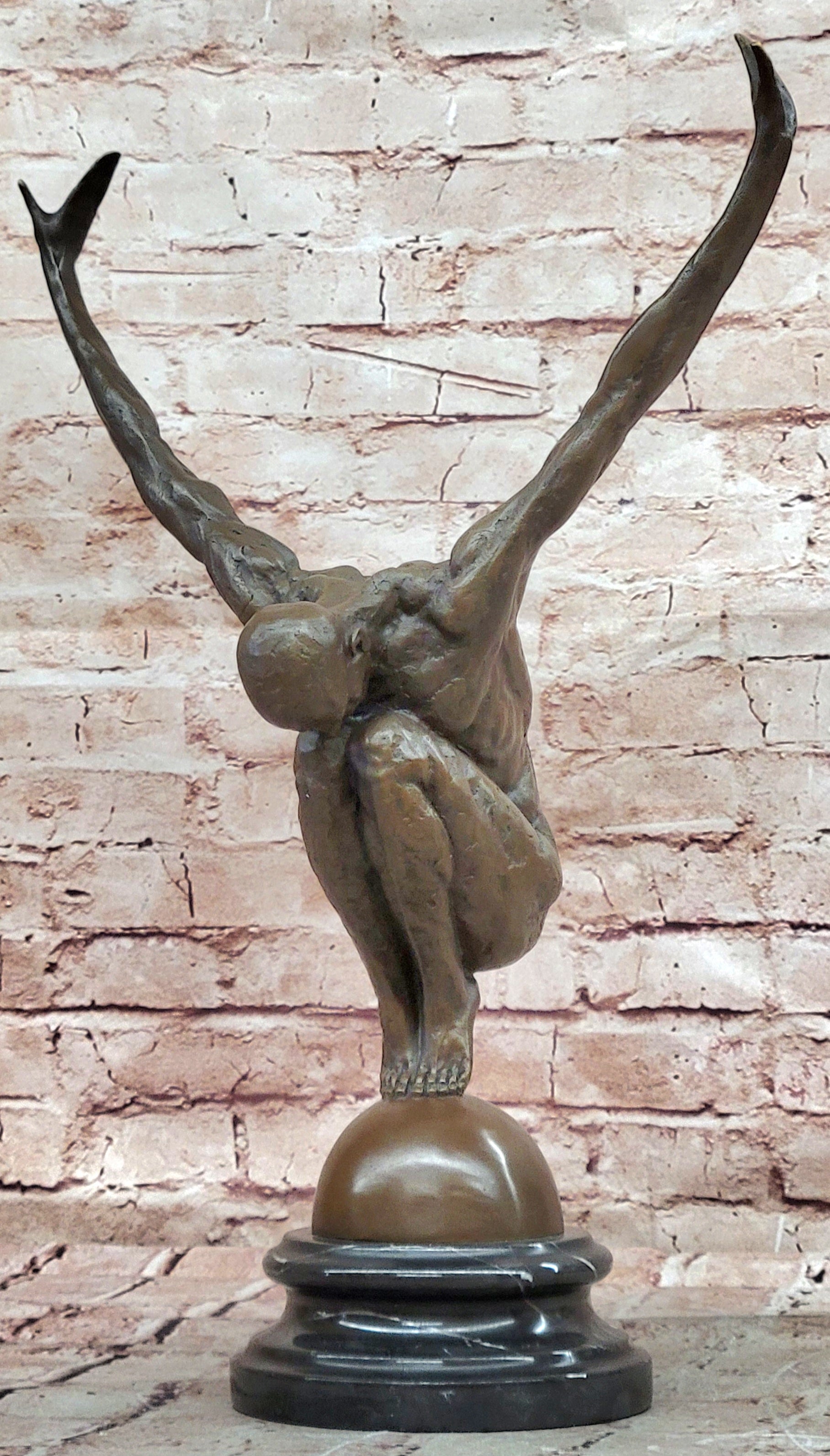 Large Bronze Swimmer Sculpture Signed Milo