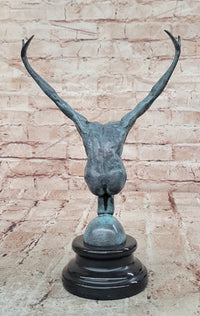 Bronze Swimmer Statue: Man Act Diver Sculpture on Marble Base Signed Milo