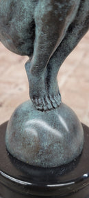 Bronze Swimmer Statue: Man Act Diver Sculpture on Marble Base Signed Milo