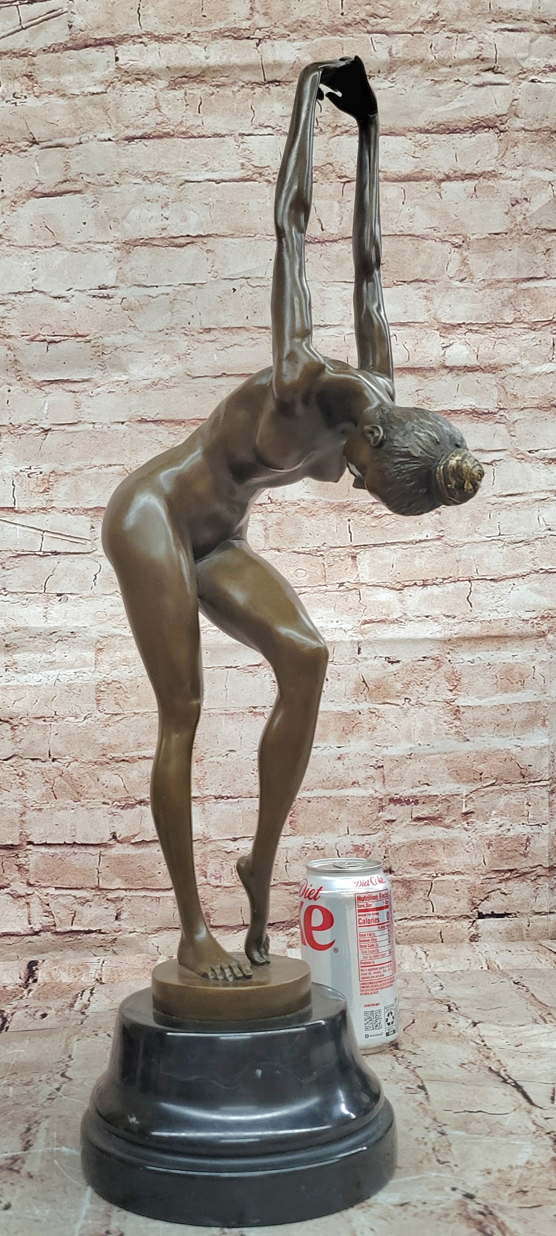 Hand Made Collectible Bronze Sculpture Nude Dancer Posing by Cesaro Statue