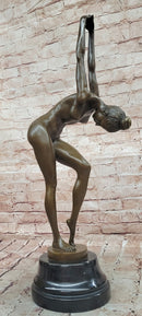 Hand Made Collectible Bronze Sculpture Nude Dancer Posing by Cesaro Statue