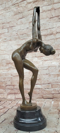 Hand Made Collectible Bronze Sculpture Nude Dancer Posing by Cesaro Statue