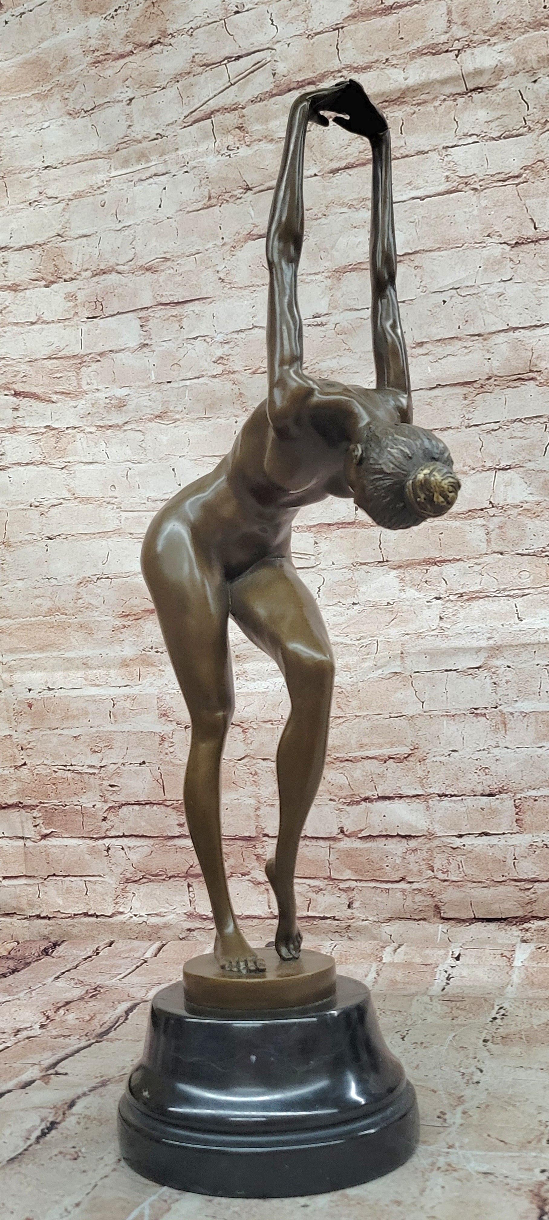 Hand Made Collectible Bronze Sculpture Nude Dancer Posing by Cesaro Statue