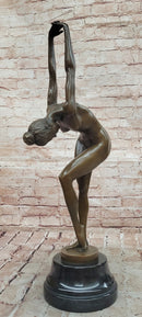 Hand Made Collectible Bronze Sculpture Nude Dancer Posing by Cesaro Statue