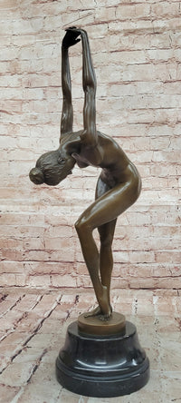 Hand Made Collectible Bronze Sculpture Nude Dancer Posing by Cesaro Statue