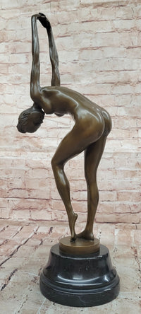 Hand Made Collectible Bronze Sculpture Nude Dancer Posing by Cesaro Statue
