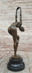Hand Made Collectible Bronze Sculpture Nude Dancer Posing by Cesaro Statue