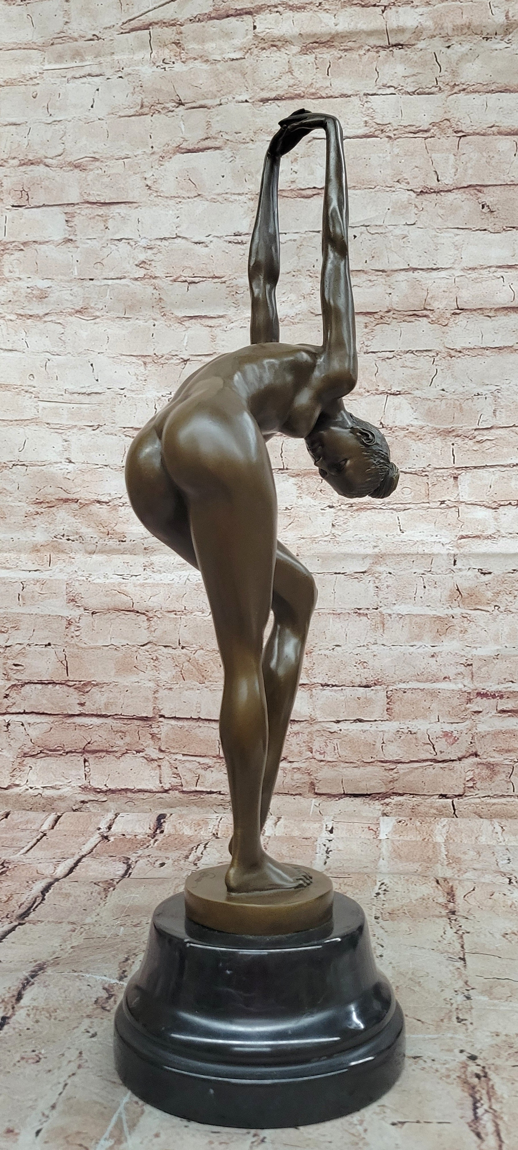 Hand Made Collectible Bronze Sculpture Nude Dancer Posing by Cesaro Statue