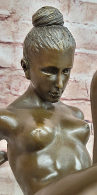 Hand Made Collectible Bronze Sculpture Nude Dancer Posing by Cesaro Statue