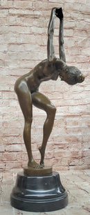 Hand Made Collectible Bronze Sculpture Nude Dancer Posing by Cesaro Statue